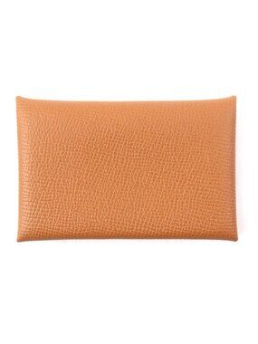 Hermes Calvi Gold Veau Epsom Card Case Coin Purse